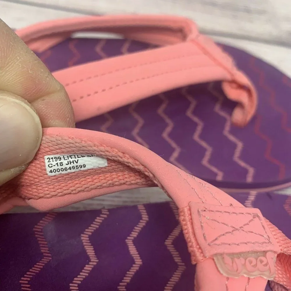 Reef Toddler Little Ahi sandals flip flops Pink Purple - Size 6/7